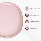 MAONAME Pink Decorative Tray, Oval Serving Tray with Handles, Plastic Trays for Coffee Table, Ottoman Trays for Living Room, Bathroom, 15.6" X 10.6" X 1.4"