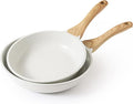 SENSARTE Nonstick Frying Pan Skillets, White Ceramic Coating Omelette Pans, Healthy Cookware Chef's Pan, PTFE & PFAS Free (9.5+11 Inch)