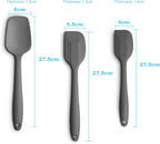Silicone Spatula 3‑Piece Set Heat Resistant 600°F Non‑Stick Rubber Spatulas with Stainless Steel Core ALLWIN HOUSEWARE Large Spatula, Spoonula & Mini Spatula for Cooking & Baking, Grey
