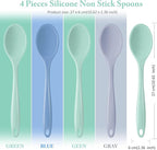 Shappy 4 Pieces Silicone Cooking Spoons 10.6 Inch Heat Resistant Kitchen Spoons for Mixing, Serving and Stirring Upgrade Large Non Stick Basting Utensils, Dishwasher Safe(Spoon,Fresh Color)