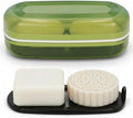 AIMAIAIMAI Shampoo Bar Holder Travel Case for Two Bars – Compatible with Kitsch Solid Shampoo & Conditioner Bars, Large Soap Container for Bathroom or Travel (Green Style A-Large)