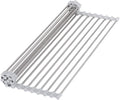 Hhyn Roll-Up Sink Drying Rack 17.7"(L) x 13.8"(W) - Multipurpose Heat Resistant Over The Stainless Steel & Silicone Dish Rollable Kitchen Drainer, Gray