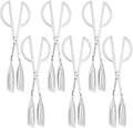 6PCS 9.8-Inch Stainless Steel Salad Tongs for Serving Heavy Duty Serving Tongs for Home Parties, Weddings, Buffets, Barbecues, Kitchen Utensils for Cake, Steak, Salad and More (6, Silver)