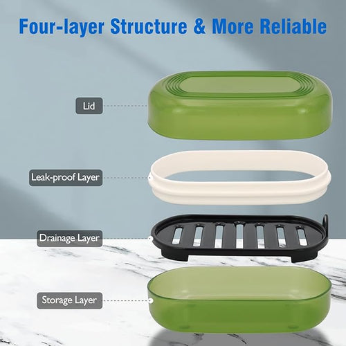 AIMAIAIMAI Soap Holder - Portable Travel Soap Case with Draining Layer - Perfect for Bathroom, Gym, Camping, Traveling (Green)