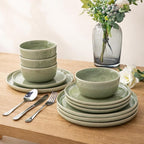 AmorArc Stoneware Dinnerware Sets,Round Reactive Glaze Ceramic Plates and Bowls Sets,Highly Scrath Resistant | Dishwasher & Microwave Safe,Service for 8 Dishes Set (24pc)