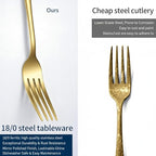 GPY Gold Silverware Set with Steak Knives, 36-Piece Stainless Steel Flatware Set Service for 6, Titanium Plated Gold Cutlery with Mirror Finish, Dishwasher Safe for Wedding, Party & Gift