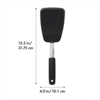OXO Good Grips Large Silicone Flexible Turner, Stainless Steel & Good Grips Silicone Flexible Tongs Stainless,Black,