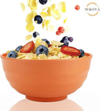 Wrova Wheat Straw Bowls Set 60 OZ Unbreakable Large Cereal Bowls Set of 6 Microwave and Dishwasher Safe Bowls Big Bowls for Eating BPA Free Soup Bowl for Serving Oatmeal and Salad Orange