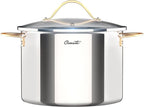 Stock Pot 12 Quart, 18/10 Tri-Ply Stainless Steel Whole Clad Stock Pot with Lid, Seamless 12 QT Cooking Pot with Copper Handle, Healthy Stockpots, Induction, Gas, Oven and Dishwasher Safe