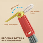 HRXFOZ 3 in 1 Multifunctional Cleaning Brush, Crevice Cleaner for Bottle Gap Tight Spaces, Portable Cup Lid Cleaner (6 PCS)