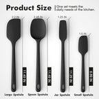 4 Pieces Silicone Spatula Set, Food Grade Rubber Spatula, Upgrade Strong Handle with Ergonomic Grip, Heat Resistant Up to 600°F for Nonstick Cookware, Cooking Baking Mixing, Black (SP4)