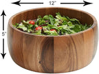 Woodard & Charles Acaica Wood 12" x 5" Serving Bowl Set with Serving Hands, 3 Piece Set
