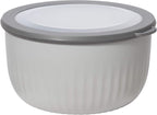 Oggi Prep, Store & Serve Plastic Bowl w/See-Thru Lid - Dishwasher, Microwave & Freezer Safe, (4 qt) Lt Gray w/Dk Gray Lid