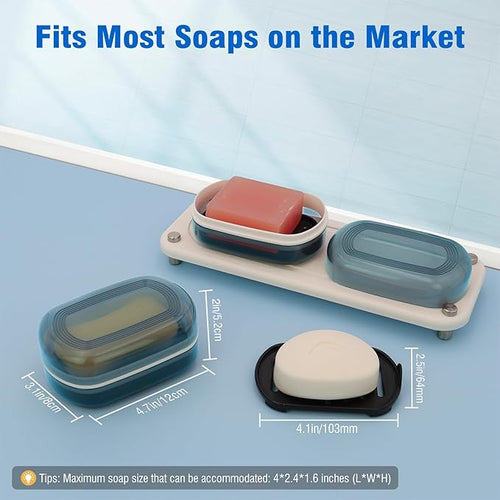 AIMAIAIMAI Travel Soap Container, Travel Soap Box with Removable Draining Layer for Camping, Gym (Blue Style A)
