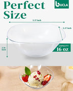 bUCLA 50Pack Clear Plastic Serving Bowls - 16oz Disposable Serving Bowls for Party Dessert/Ice Cream/Salsa/Snack