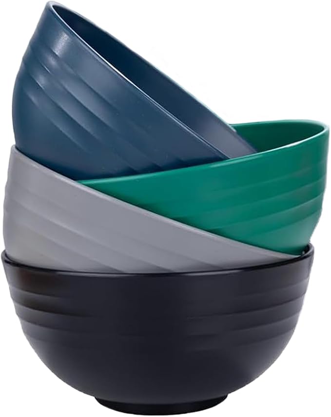 Unbreakable Wheat Straw Cereal Bowls Set of 4, 24 OZ Microwave and Dishwasher Safe Lightweight Soup and Salad Bowl Sets, Reusable Dessert Bowls for Rice, Pasta, Snack, Fruit, BPA Free