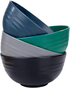 Unbreakable Wheat Straw Cereal Bowls Set of 4, 24 OZ Microwave and Dishwasher Safe Lightweight Soup and Salad Bowl Sets, Reusable Dessert Bowls for Rice, Pasta, Snack, Fruit, BPA Free