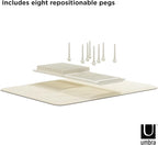 Umbra Udry Dish Rack with Movable Pegs and Microfiber Drying Mat – Space-Saving Design Folds Up for Easy Storage, Basic Rack, Linen