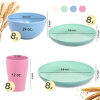 Supernal Wheat Straw Dinnerware, Wheat Straw Plates and Bowls Sets Dishwasher Safe, Unbreakable Light Weight Plate Service For 8, Reusable Plastic Plate, Include 16pcs Plates, 8pcs Bowls, 8pcs Cups