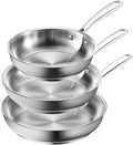 Redchef Stainless Steel Frying Pan Set, Induction Kitchen Cookware Set, Non-Toxic Uncoated Skillets for Searing & Cooking, Oven Safe Stainless Steel Cookware Set, 3-Piece (8", 9.5", 11")
