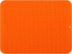 MicoYang Silicone Dish Drying Mat for Multiple Usage,Easy clean,Eco-friendly,Heat-resistant Silicone Mat for Kitchen Counter or Sink,Refrigerator or drawer liner Orange L 16 inches x 12 inches