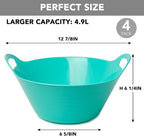 Tiawudi 4 Pack Snack Bowls (4.9L Large), Plastic Serving Bowls for Party, Large Bowls with Handles for Kitchen, Fruit, Cereal, Candy, Salad and Chip, Microwave Safe