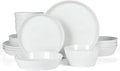 Martha Stewart Selma Chip & Scratch Resistant Dinnerware Set Service for 4 (16pcs) – White Plates and Bowls, Durable Dishwasher and Microwave Safe Dishes Set for Everyday Use