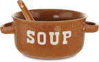 ZENVY Soup Bowl Set of 4 | Ceramic Soup Bowls and Spoons | 22 Ounce (Speckled)
