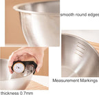 Stainless Steel Salad Bowls Set of 2 Mixing Bowl with Measurement Markings Snacks Bowls, Small 0.74 Quart Serving Bowls for Mixing, Cooking, Baking, Prepping and Home Kitchen Food Storage Bowls