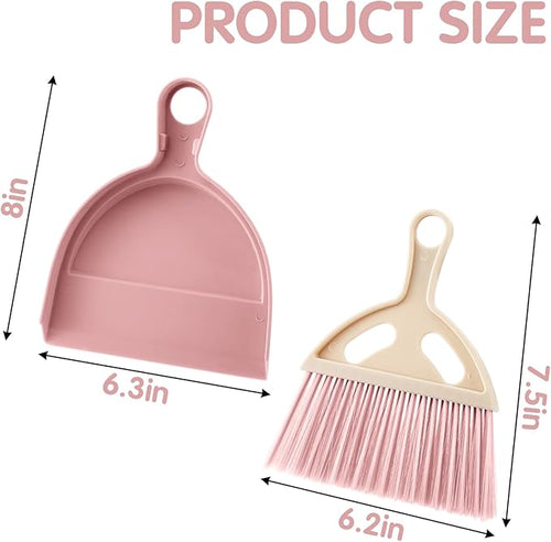 6 Pcs Small Dustpan and Brush Set, Whisk Broom Dust Pan with Handle, Nesting Tiny Dust Pan with Brush Mini Hand Broom and Dustpan Set for Cleaning Home, Classroom, Countertop, Keyboard, Car & Pet Nest
