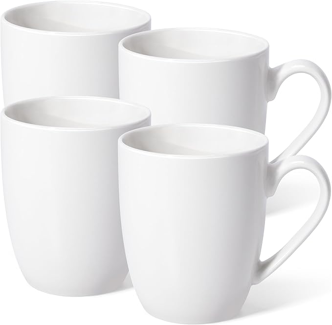 Urbanstrive 16 oz Large Coffee Mugs Set of 4 Ceramic Coffee Mug White Coffee Cups Tea Cups Idea Gift for Women Men House Warming Gifts New Home Office, White 4 Pack