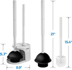 FORASTO 2 in 1 Toilet Plunger and Brush Set，Extended Handle Plunger，Toilet Bowl Brush Plunger Set,Bathroom Cleaning Tools ，Toilet Brush Plunger Combo，Cleaning Brush，Dark Gray