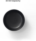 JoyJolt Mesa 30oz Stoneware Pasta Bowls Set of 4, Salad and Serving Bowls for Kitchen, Oatmeal, Soup, Dinner - Matte Black, Dishwasher and Microwave Safe, Wide and Shallow Plate