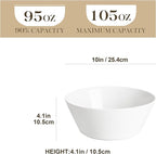MALACASA Serving Bowls, 105 OZ Large Salad Bowls Set of 2, Porcelain White Bowls for Kitchen, Deep Bowls for Salad, Soup, Pho and Fruit, Ceramic Serving Bowls for Party, Microwave Safe, Series Regular