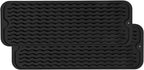 ZLR 2 Pcs Silicone Sponge Holder & Sink Caddy Tray (6" x 17") - Narrow Dish Drying Mat for Kitchen Counter - Waterproof Soap Dispenser Organizer, Non-Slip Bathroom Vanity Tray (Black)