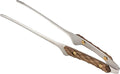 Thous Winds 9 Inch Cooking Tongs Stainless Steel Tweezer Tongs, Walnut Wood Handle, Kitchen Tongs for BBQ, Camping, Grilling, Salad, Silver