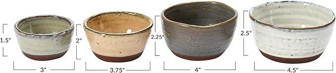 Stoneware Bowls with Reactive Glaze Finish, Set of 4