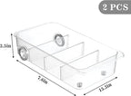MineSign 2Pack Roll Out Fridge Caddy Bins Pull Out Drawer with Wheels Refrigerator Organizer Bins with Handles Divided Fruit Caddy for Fridge Pantry Cabinet Storage Cans Drinks