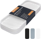Silicone Organizer Tray, Soap and Sponge Holder for Kitchen Sink, Bathroom - Storage Tray for Dish Brush, Soap Dispenser, Dishwashing Accessories- 2 Pack (White)