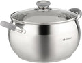 Daniks Modern 7 Quart Stainless Steel Stock Pot with Glass Lid, Tri-Ply Bottom for Even Heating, Induction Compatible, Dishwasher Safe, Heatproof Handles