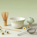 Matcha Whisk Set | Japanese Matcha Kit with Daisy Ceramic Bowl, Mushroom Whisk Holder, Sifter, Bamboo Chasen Whisk & Scoop | Mothers Day, Fathers Day, Housewarming Gift, Green