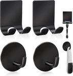 Diesisa Razor Holder 304 Stainless Steel for Shower + Adhesive Sticky Heavy Duty Waterproof Wall Hooks, Premium for Hanging Towels, Coat, hat (2+2 Pack) - Black