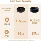 Havniva Ceramic 1.6 Cup Raised Slow Feeder Dog Bowl Set, Elevated 7.3inch Bowl and 8.2inch Dish with Acacia Wood Stand for Medium and Large Dog(Starry Sky)