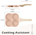 Caannasweis Ceramic Egg Pan Omelette Pan, 4-Cup Nonstick Omelette Skillet, Breakfast Frying Pan Egg Cooker Suitable for Gas Stove & Induction Cookware, PFOA PFOS Free, Pink
