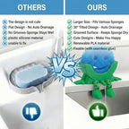 Creative Hanging Sponge Holder with Drainage/Traceless Glue, 3D Printing Countertop Funny Sponge Holders for Kitchen Sink, Keeps Your Sponge Dry & Smiling, for Scrub Daddy Holder (1, Green)