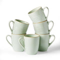 famiware Jupiter Coffee Mugs Set of 6, 13 oz Coffee Mug, Microwave and Dishwasher Safe, Coffee Cups with Handle for Coffee, Tea, Cocoa, Milk, Light Green