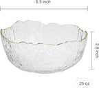 TOSSOW Glass Salad Bowl Irregular Shape Serving Bowls, 25 oz Pyrex Mixing Bowls for Kitchen Prep, Fruit, Snack, Dessert, and Candy Dishes or Nut Bowls(Transparent)