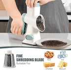 KEOUKE Rotary Cheese Grater Pro 6 in 1 - Shredder Crinkle Slicer Grinder Ice Shaver, Stable Suction, Time-saving Easy Use & Clean, Safe Morden Kitchen Tool for Cheese, Vegetable, Nuts, Chocolate