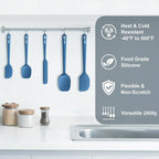 Redfly Silicone Spatula Set, 5 Piece Food Grade Silicone Cooking Utensils Set, Rubber Spatula Heat Resistant Nonstick for Baking, Cooking, Kitchen Utensils Dishwasher Safe Blue