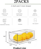 2 Pack Fruit Storage Containers for Fridge, Stackable Refrigerator Organizers and Storage,Reusable Storage Containers Clear Fridge Drawer for Produce,Vegetable in Home Kitchen, Restaurant,BPA-Free